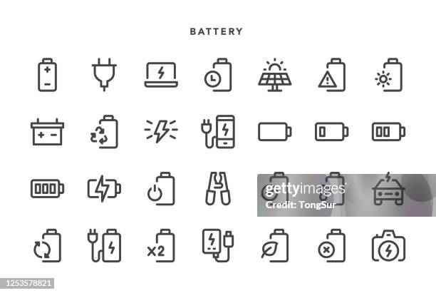 battery icons - network connection plug stock illustrations