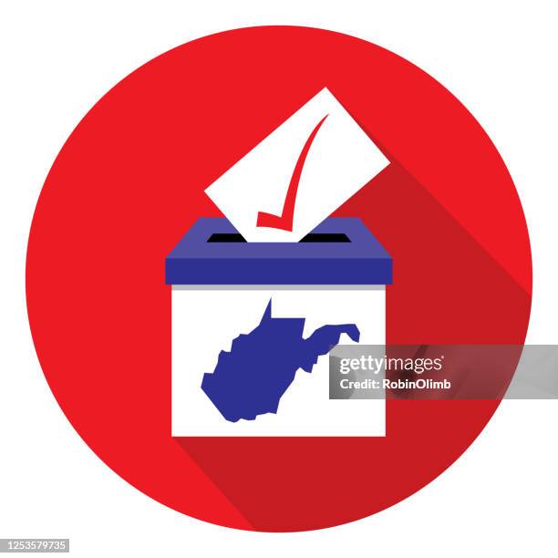 red circle west virginia ballot box icon - voting booth stock illustrations