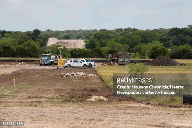 Construction site along the route of the Kinder Morgan natural gas pipeline boring operation is shown on Monday, May 11, 2020 in Blanco, Texas. After...