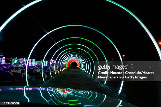 The 700-foot long LED tunnel is one of the attractions at The Light Park, a new drive-through holiday experience are shown Monday, Nov. 2, 2020 in...