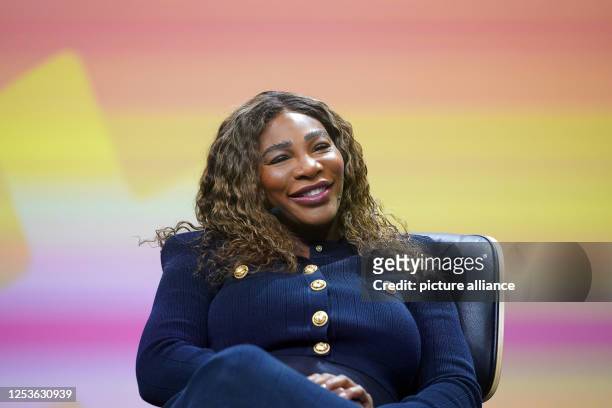 Pregnant Serena Williams, former tennis player, sits on stage at the OMR digital trade show in the exhibition halls. Around 70,000 visitors are...