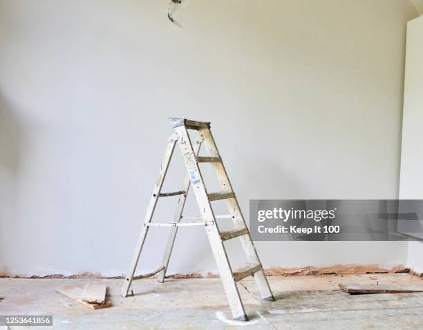still life of a step ladder - home interior renovations stock pictures, royalty-free photos & images