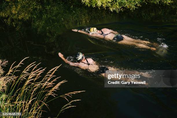 open water river swimming - open water swimming stock pictures, royalty-free photos & images