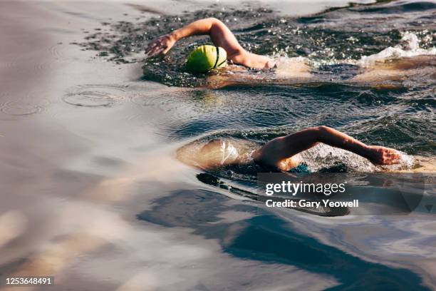 open water river swimming - woman and river uk stock pictures, royalty-free photos & images