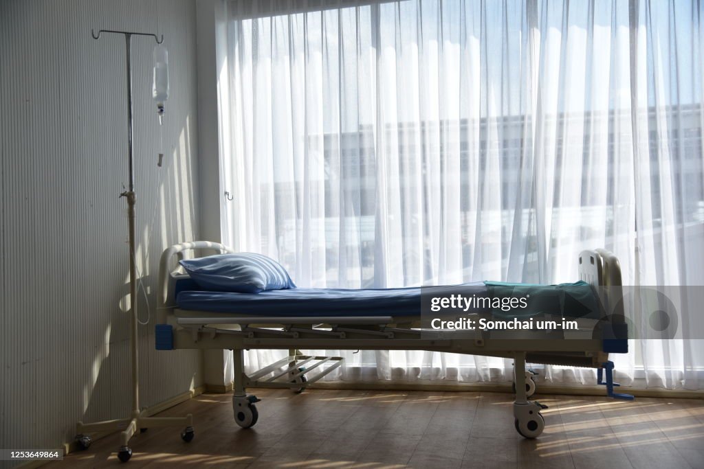The patient bed in Hospital room is empty for Medical Treatment