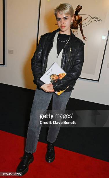 Bee Beardsworth attends a private view of artist Campbell Addy's new exhibition "I LOVE CAMPBELL" at 180 Studios on May 10, 2023 in London, England.