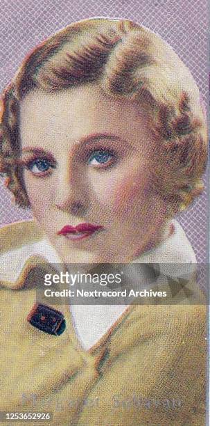 Collectible Carreras tobacco card, Film Stars series, published in 1936, depicting glamorous Hollywood cinema stars, here Margaret Sullavan poses in...