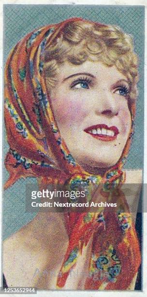 Collectible Carreras tobacco card, Film Stars series, published in 1936, depicting glamorous Hollywood cinema stars, here Anna Neagle poses in a...