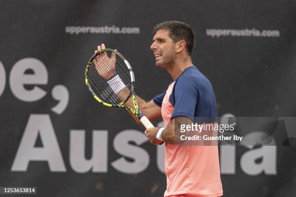 Federico Delbonis of Argentina during his match against Dominic Thiem of Austria during day 4 of the Danube Upper Austria Open 2023, part of the ATP...