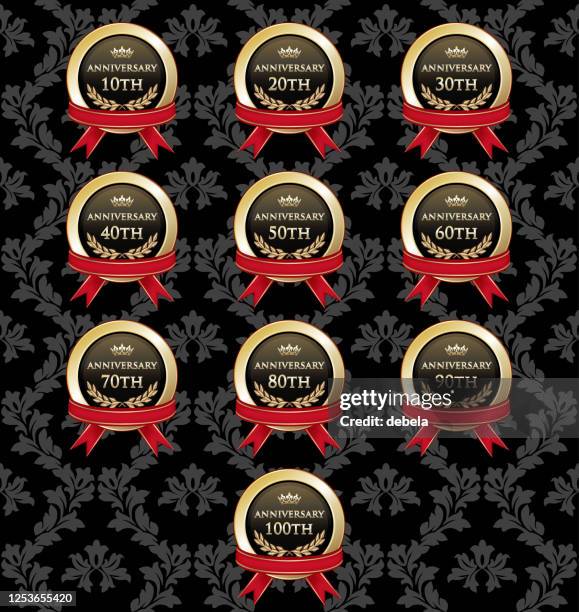 collection of anniversary gold awards - 40th anniversary stock illustrations