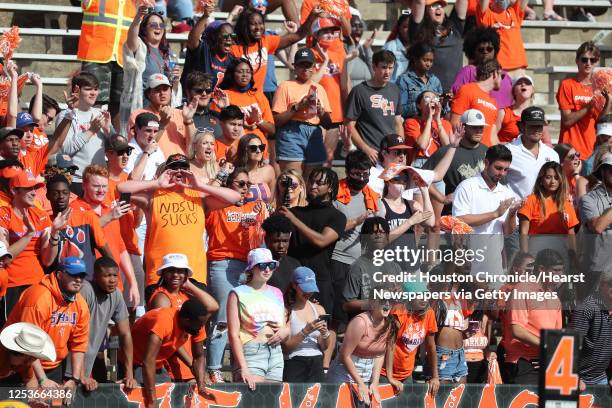 Sam Houston State fans cheer during a quarterfinal game in the NCAA FCS football playoffs again North Dakota State on Sunday, May 2 in Huntsville....