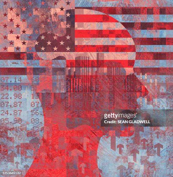 usa financial business illustration - progress flag stock pictures, royalty-free photos & images