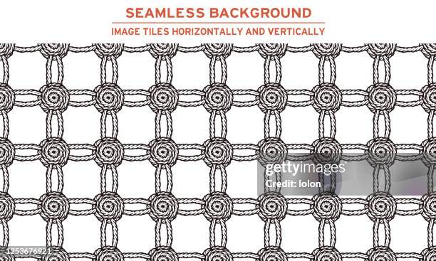 tileable black and white rope background - macrame stock illustrations