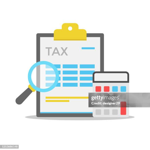 stockillustraties, clipart, cartoons en iconen met fiscale berekening flat design. - tax form