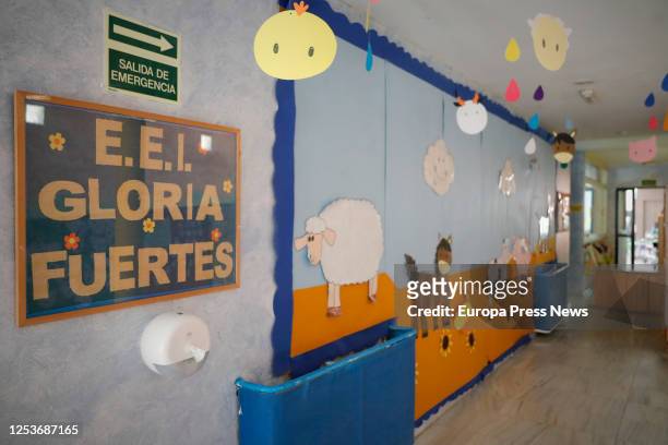 Corridor at Gloria Fuertes Nursery School, on the day of its reopening after the break due to the coronavirus at the town of Arganda del Rey on July...