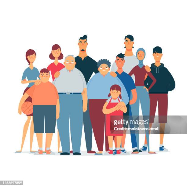 flat & modern asian family - young adult stock illustrations