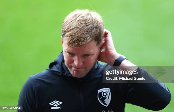 Eddie Howe, Manager of AFC Bournemouth reacts following the Premier League match between AFC Bournemouth and Newcastle United at Vitality Stadium on...