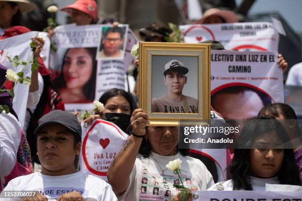 Relatives of missing people take part in a protest to demand justice on Mother's Day, in Mexico City, Mexico on May 10, 2023. Relatives of missing...