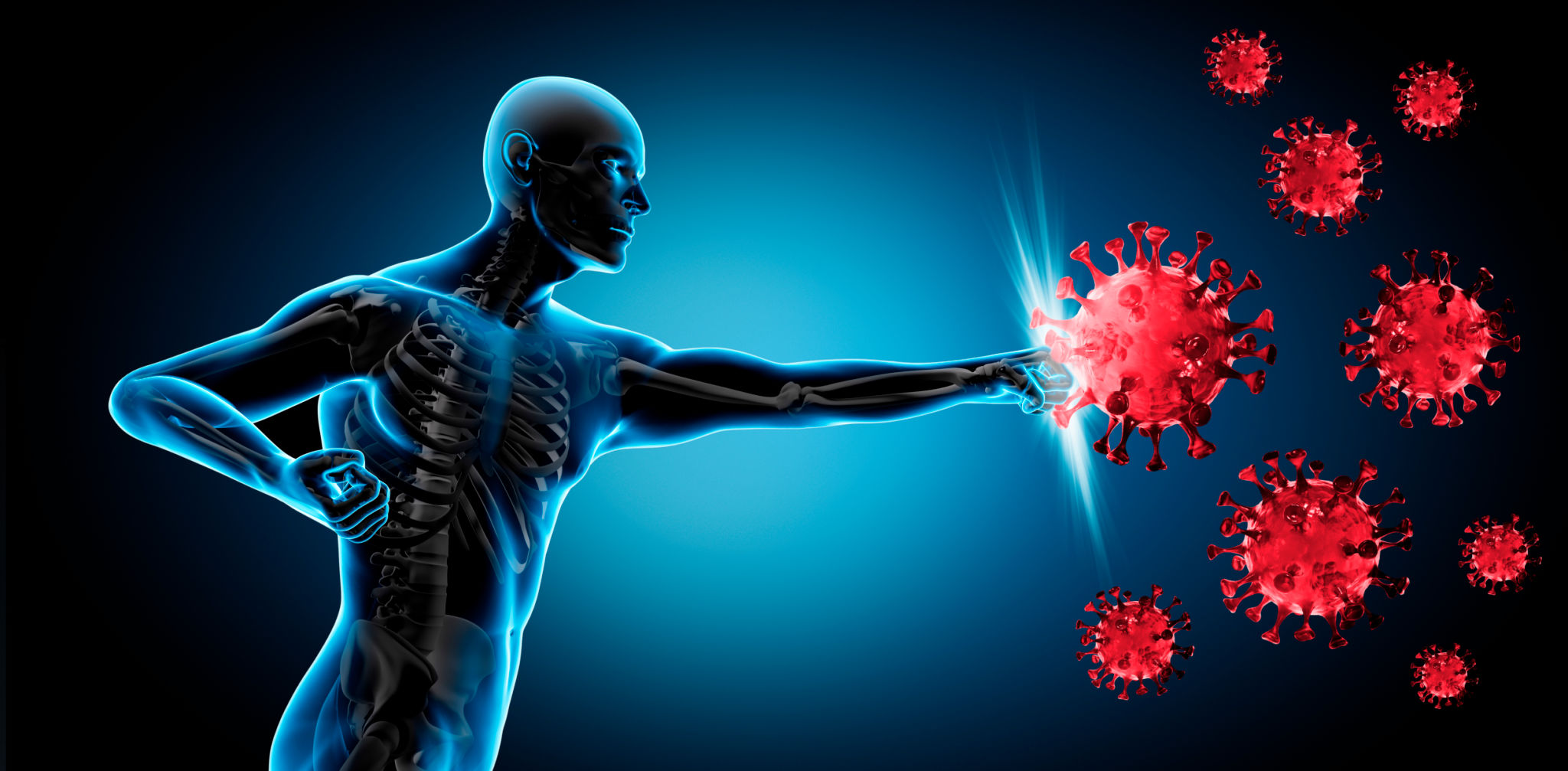 Man fighting Covid-19 Virus Man fighting Covid-19 Virus