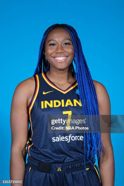 Indianapolis, IN Aliyah Boston of the Indiana Fever poses for a head shot during WNBA Media Day at Gainbridge Fieldhouse on May 10, 2023 in...