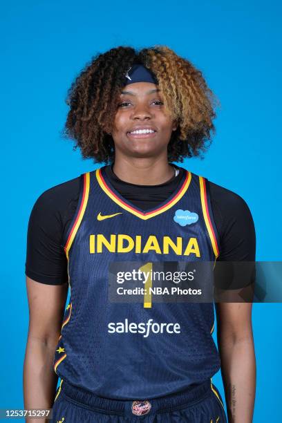 Indianapolis, IN NaLyssa Smith of the Indiana Fever poses for a head shot during WNBA Media Day at Gainbridge Fieldhouse on May 10, 2023 in...