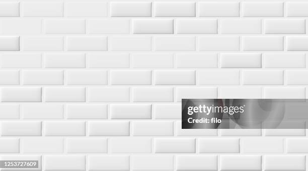 seamless white brick wall background - brick wall texture stock illustrations