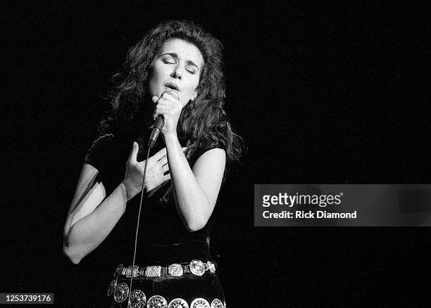 Celine Dion performs live at Lakewood Amphitheater in Atlanta Georgia, August 08,1992 (Photo by Rick Diamond/Getty Images