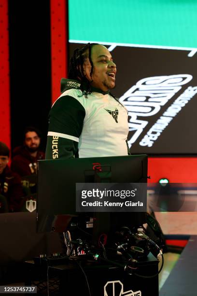 Cooks of Buck Gaming smiles during the 2023 NBA 2K League 3v3 Tournament on May 10, 2023 at District E Gaming in Washington, DC. NOTE TO USER: User...