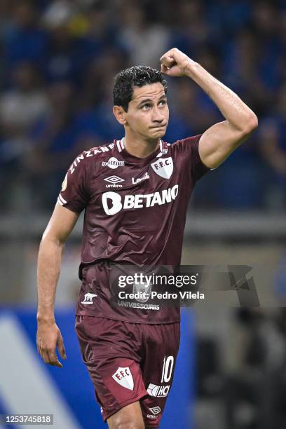 Paulo Henrique Ganso of Fluminense celebrates after scoring the first goal of their team during a match between Cruzeiro and Fluminense as part of...