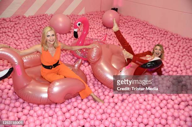 Tanja Bülter and Tina Ruland during the TK Maxx onlineshop opening celebration at Supercandy Pop Up Museum on May 10, 2023 in Cologne, Germany.