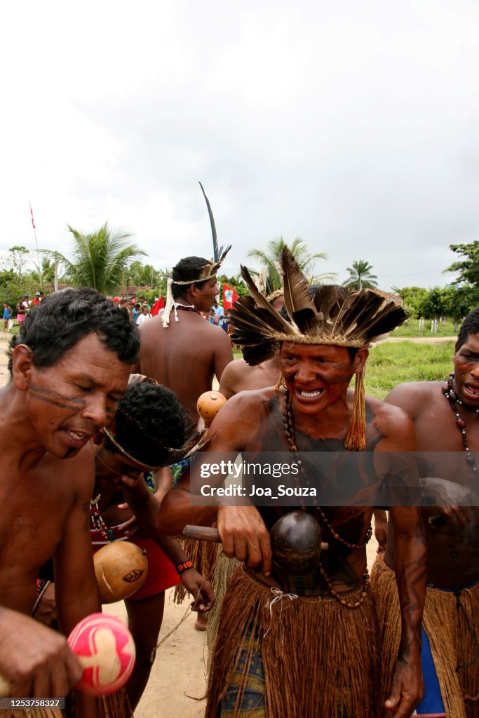 Pataxo indians during village dance