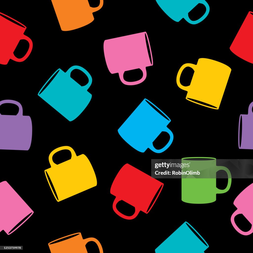 Patrón sin costuras de tazas de café colorido