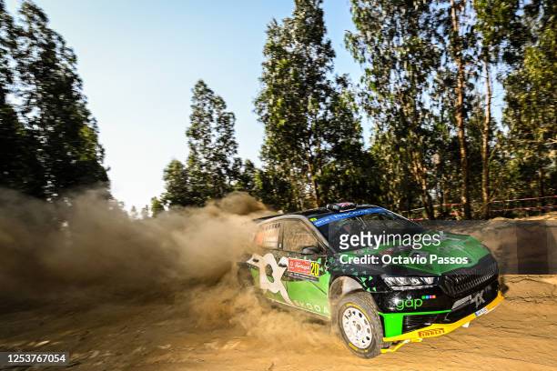 Gus Greensmith of Great Britain and Jonas Andersson of Sweden compete in their Skoda Fabia RS during the shakedown for FIA World Rally Championship...