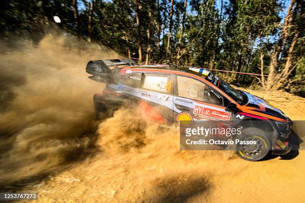 Esapekka Lappi of Finland and Janne Ferm of Finland compete in their HYUNDAI i20 N Rally1 HYBRID during the shakedown for FIA World Rally...