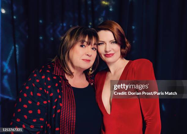 Actor Michele Bernier and singer Elodie Frege are photographed for Paris Match on February 27, 2023 in Paris, France.