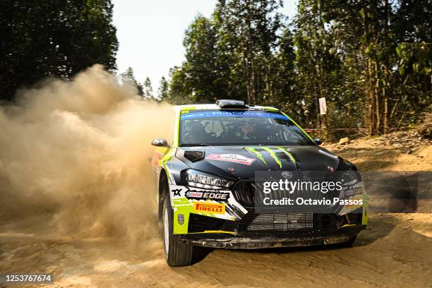 Oliver Solberg of Sweden and Elliott Edmondson of Great Britain compete in their Skoda Fabia RS during the shakedown for FIA World Rally Championship...