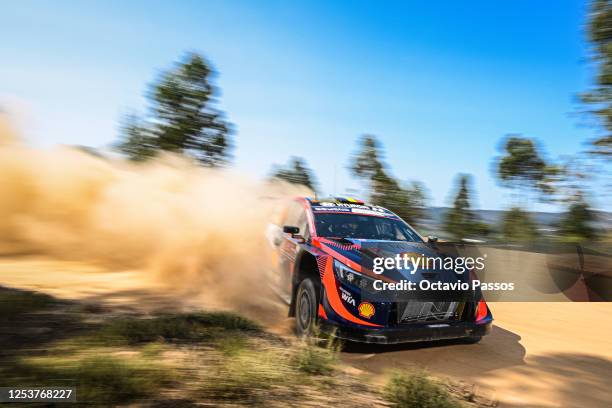 Thierry Neuville of Belgium and Martijn Wydaeghe of Belgium compete in their HYUNDAI i20 N Rally1 HYBRID during the shakedown for FIA World Rally...