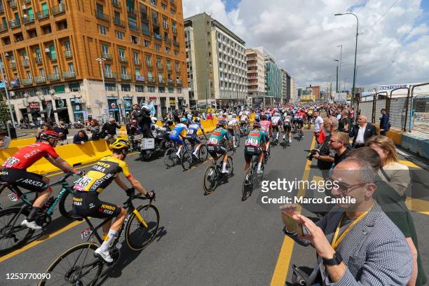General view of the group of cyclists, during the six stage of the 106th Giro d'Italia 2023, 162 km between Naples to Naples on May 11, 2023.