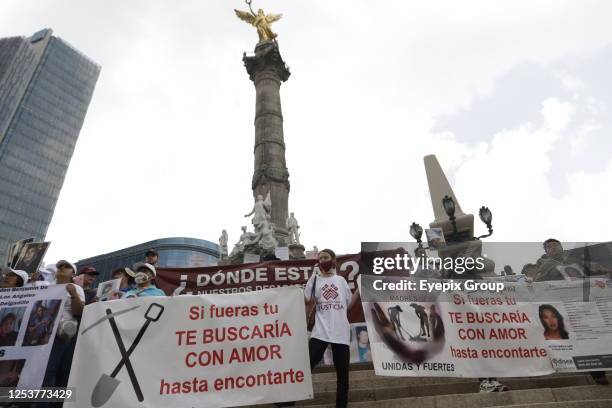 May 10 Mexico City, Mexico: Hundreds of mothers of the disappeared march and protest to demand justice and the return of their children on Mother's...