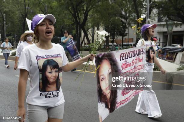 May 10 Mexico City, Mexico: Hundreds of mothers of the disappeared march and protest to demand justice and the return of their children on Mother's...