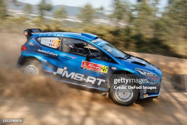 Adrien Fourmaux and Alexandre Coria from France racing with Ford Fiesta Mk II races during the first day of the FIA World Rally Championship Portugal...