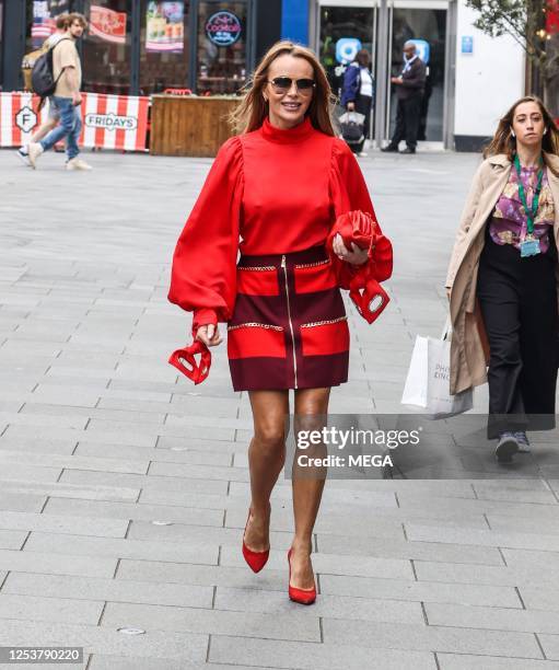 Amanda Holden is seen leaving the Global Radio Studios on May 11, 2023 in London, United Kingdom.