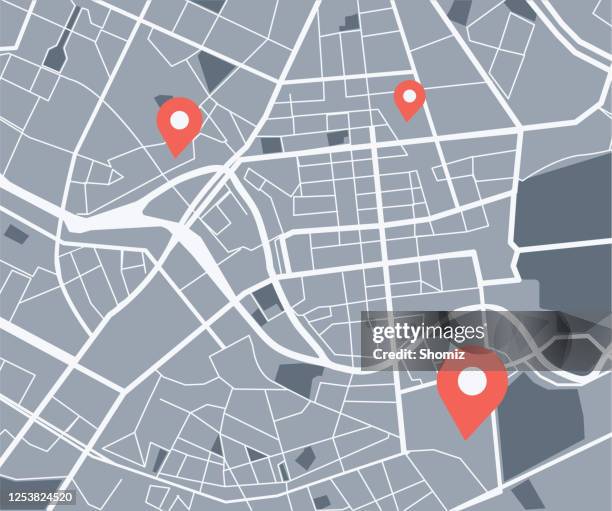 ilustrações de stock, clip art, desenhos animados e ícones de city map with navigation icons - gps