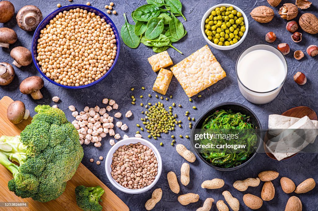 Verschiedene Arten von veganen Proteinquellen