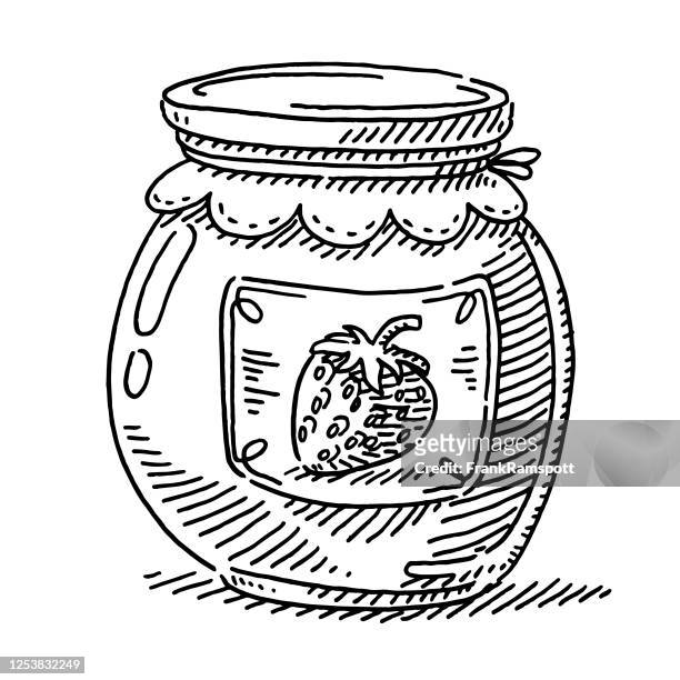 ilustraciones, im�ágenes clip art, dibujos animados e iconos de stock de dibujo de tarro de jam de fresa - marmalade