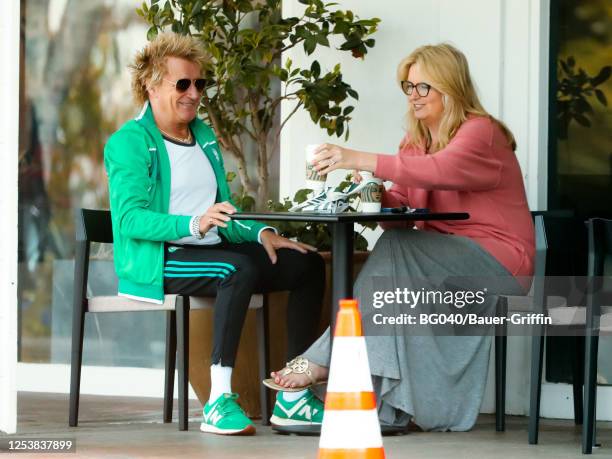 Rod Stewart and Penny Lancaster are seen on May 11, 2023 in Los Angeles, California.