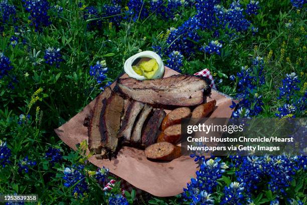 Barbecued brisket, ribs and sausage from Pizzitola's Bar-B-Cue Wednesday, April 9 in Brenham.