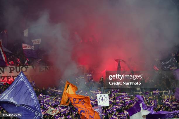 Supporters of ACF Fiorentina prior to UEFA Europa Conference League Semi final First Leg match between Fiorentina and FC Basilea 1893 ,on May 11,...