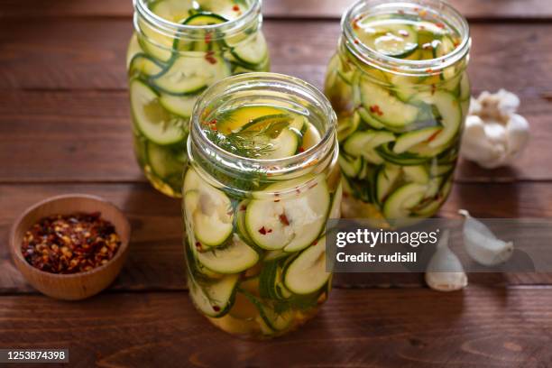 pickled zucchini - marinated stock pictures, royalty-free photos & images