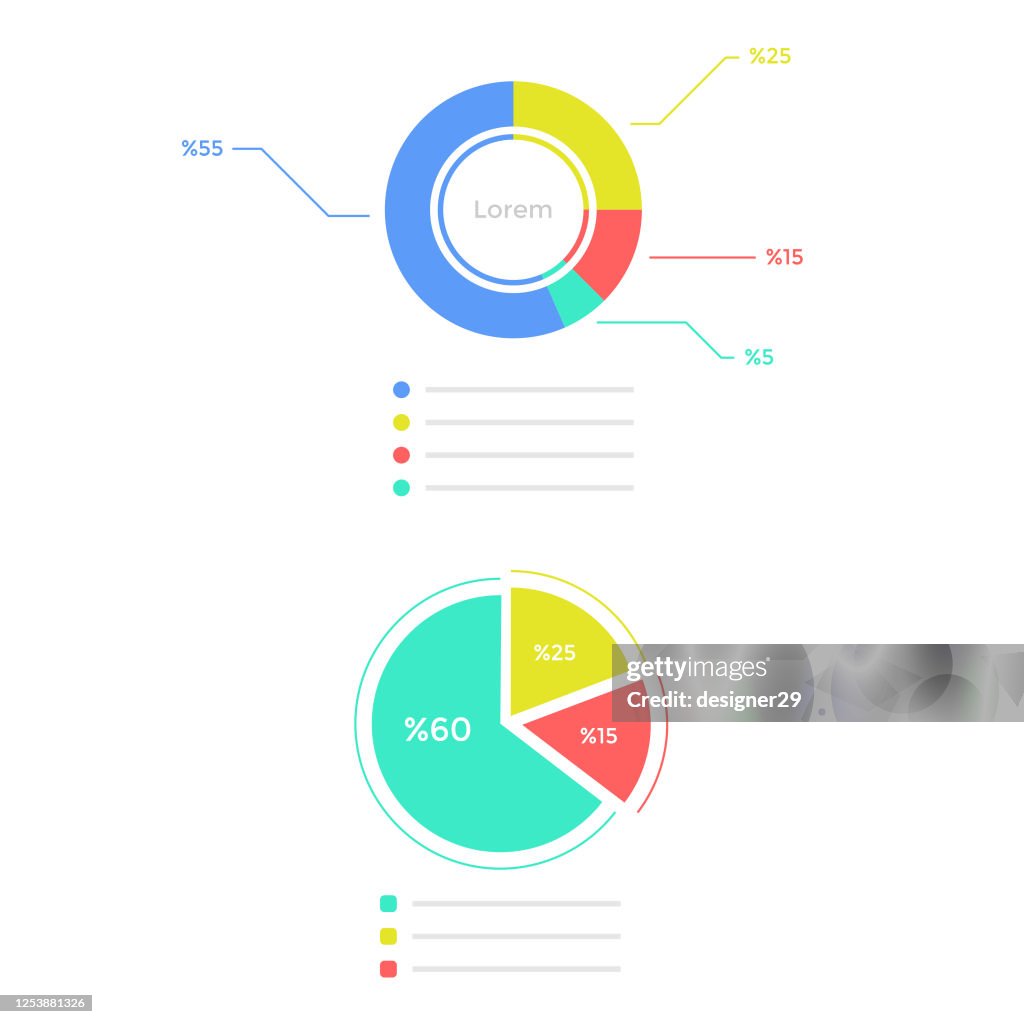 Statistiken Graph Icon Set flaches Design. Infografik Elements Vector Design auf weißem Hintergrund.
